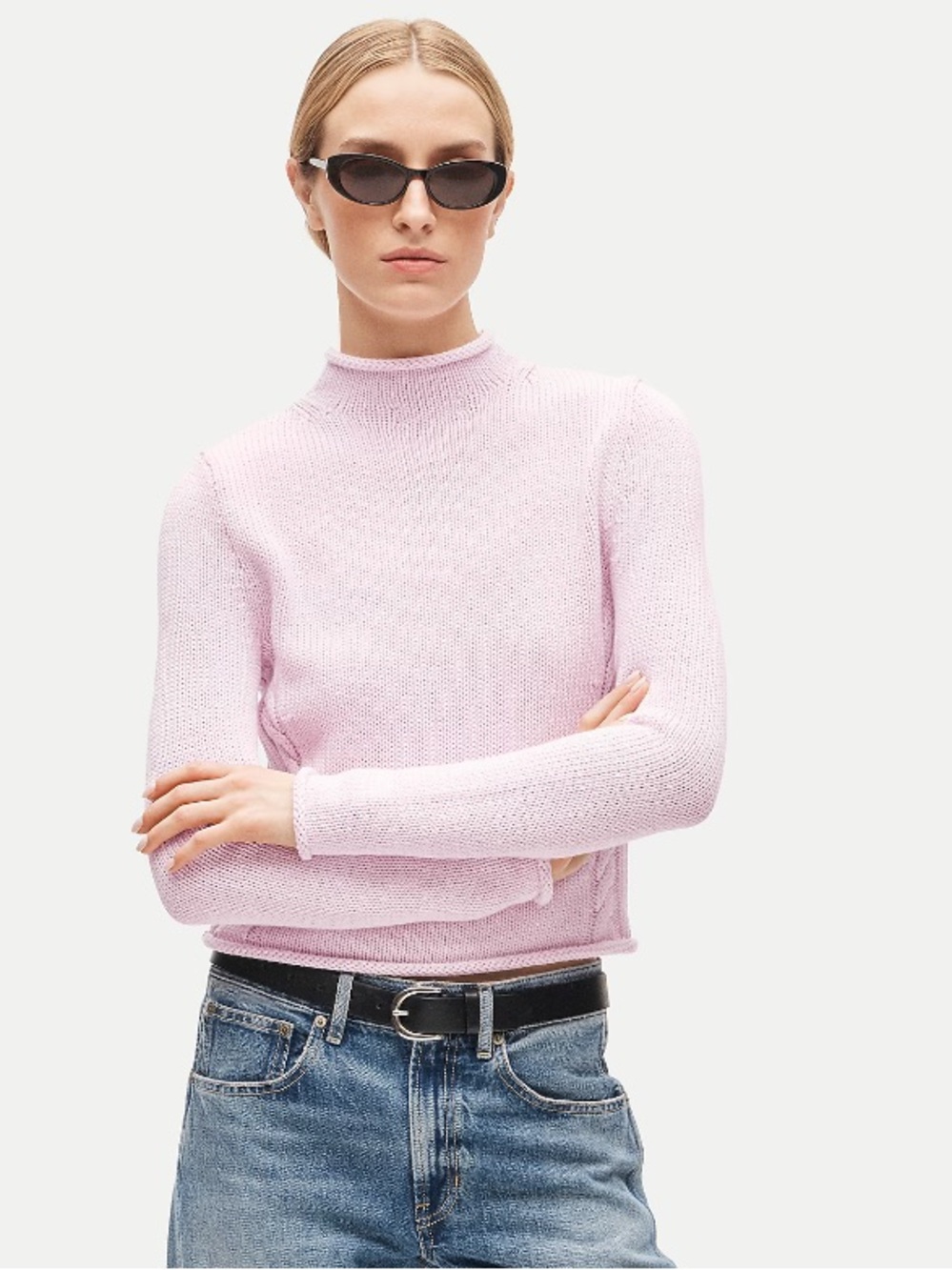J crew faded lilac Rollneck™ reversible cardigan